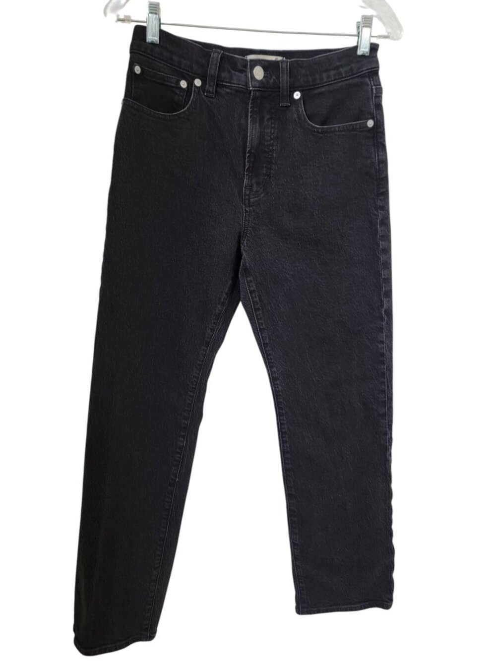 Madewell Size 27P Washed Black "90s Straight" Denim Jeans